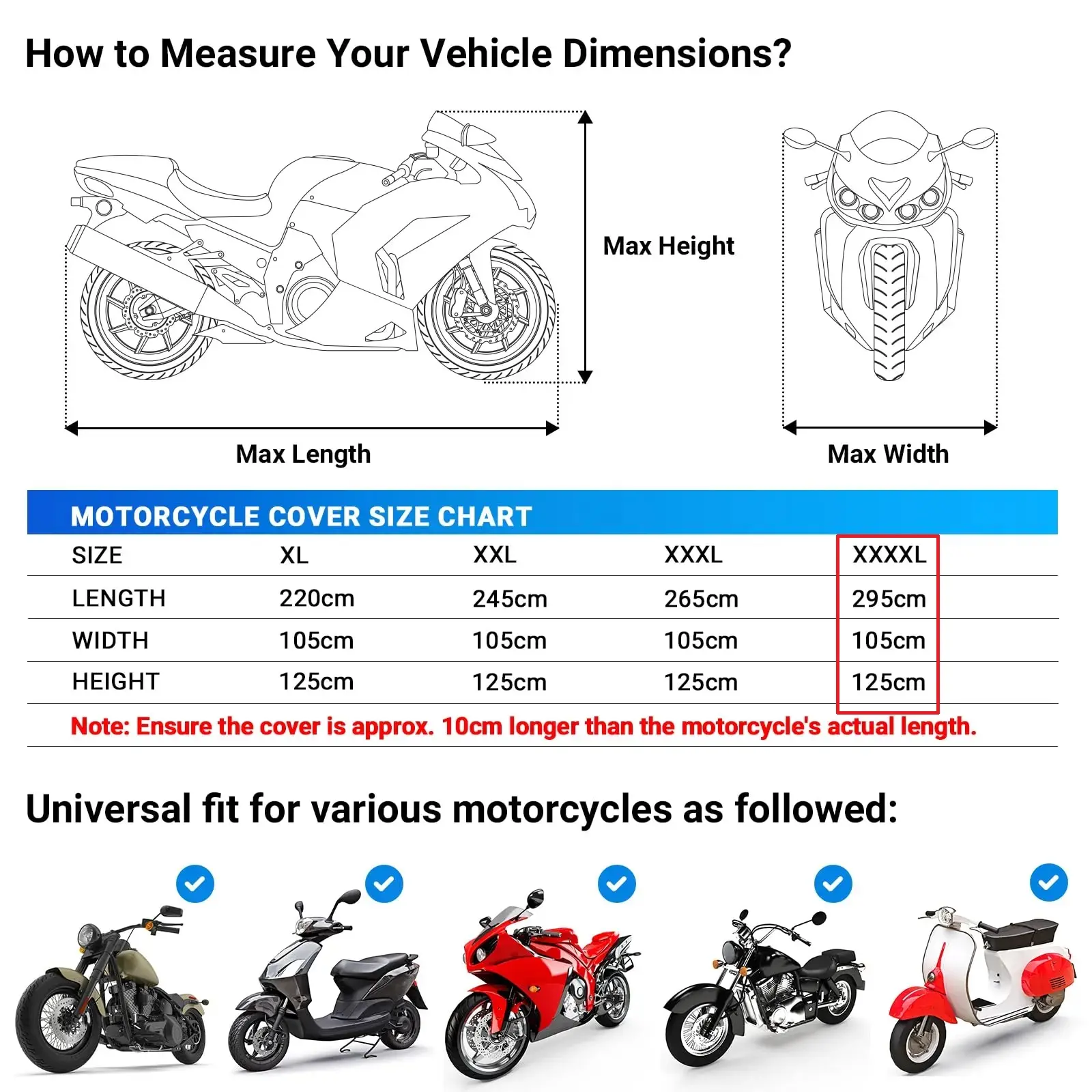 HOUSSE MOTO FAVOTO 295CM BACHE DE PROTECTION ETANCHE IMPERMEABLE LOCK HOLE